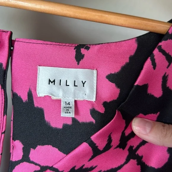 Milly Pink Floral Sleeveless Mini Dress Cocktail Party Wedding size 14 - Picture 6 of 8